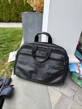 Briggs & Riley Black Leather Briefcase Laptop Bag